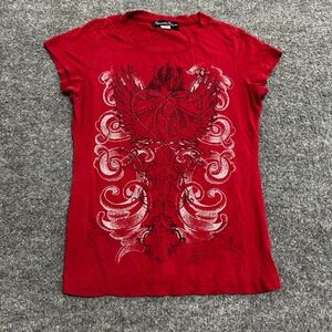 Appropriate Behavior T-Shirt Womens Size M Red Winged Heart Graphic Gothic Tee